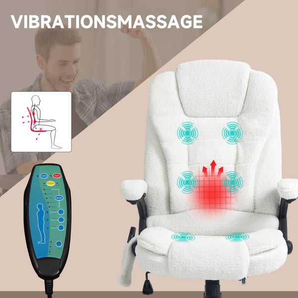 Massage office chair with rocking function, desk chair, white
