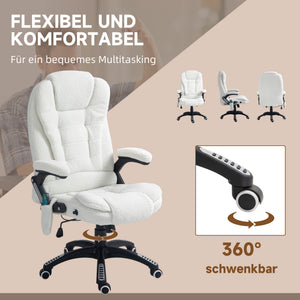 Massage office chair with rocking function, desk chair, white