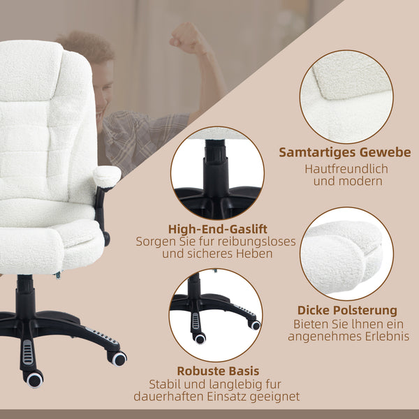 Massage office chair with rocking function, desk chair, white