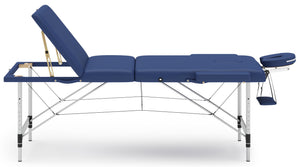 Massageliege 3-Zonen mit Alubeinen blau