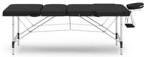 3-Zonen Massageliege mit Alubeinen, schwarz