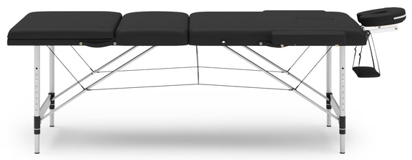 3-Zonen Massageliege mit Alubeinen, schwarz
