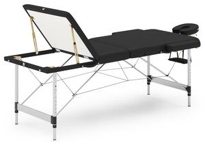 3-Zonen Massageliege mit Alubeinen, schwarz