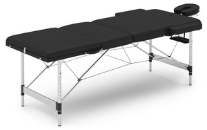 3-Zonen Massageliege mit Alubeinen, schwarz
