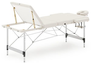 3-Zonen Massageliege mit Alubeinen, weiss