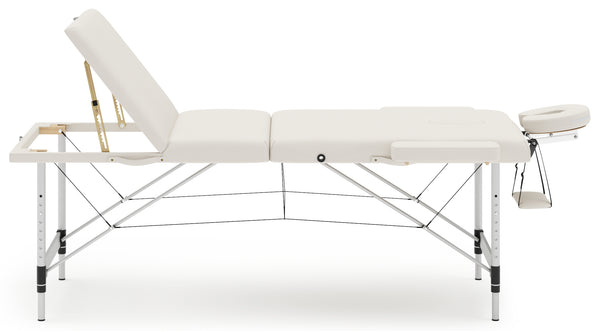 3-Zonen Massageliege mit Alubeinen, weiss