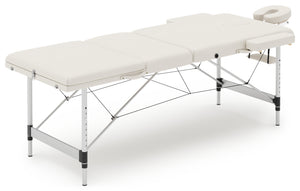 3-Zonen Massageliege mit Alubeinen, weiss