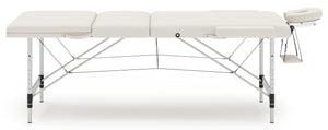 3-Zonen Massageliege mit Alubeinen, weiss