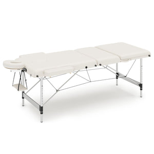 3-Zonen Massageliege mit Alubeinen, weiss