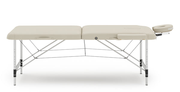 Lettino da massaggio 2 zone in alluminio beige