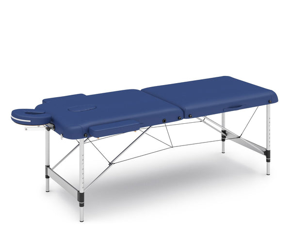 Massageliege 2-Zonen Alu blau