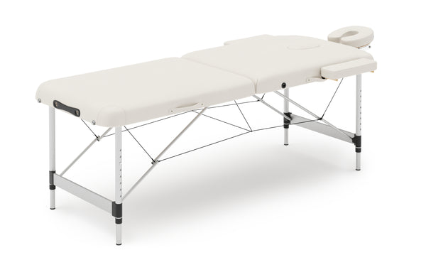 Massageliege 2-Zonen Alu weiss