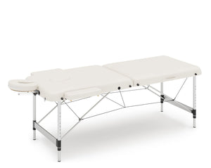 Massageliege 2-Zonen Alu weiss