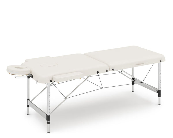 Massageliege 2-Zonen Alu weiss