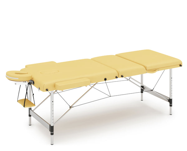 Massageliege 3-Zonen mit Alubeinen beige