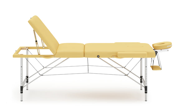 Massageliege 3-Zonen mit Alubeinen beige
