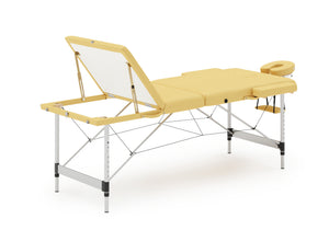 Massageliege 3-Zonen mit Alubeinen beige