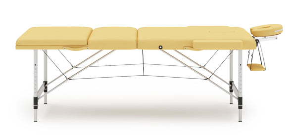 Massageliege 3-Zonen mit Alubeinen beige
