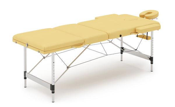 Massageliege 3-Zonen mit Alubeinen beige