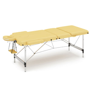 Massageliege 3-Zonen mit Alubeinen beige