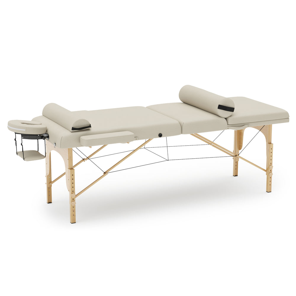 Lettino da massaggio a 3 zone con accessori, beige