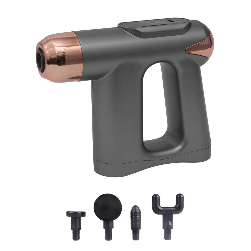 Pistola per massaggi con impugnatura, grigio/oro