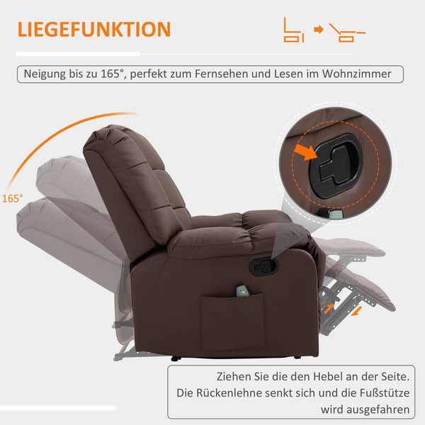 Massagesessel BigBUDDY Fernsehsessel mit Liegefunktion Braun