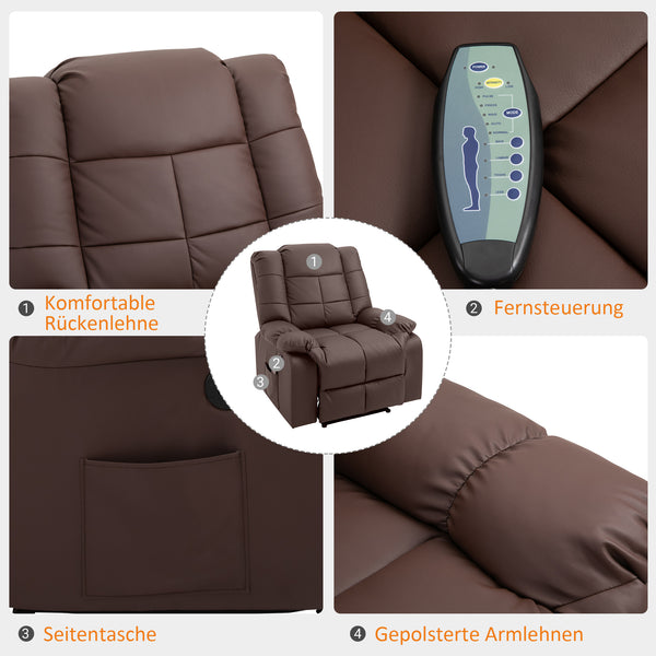 Massagesessel BigBUDDY Fernsehsessel mit Liegefunktion Braun