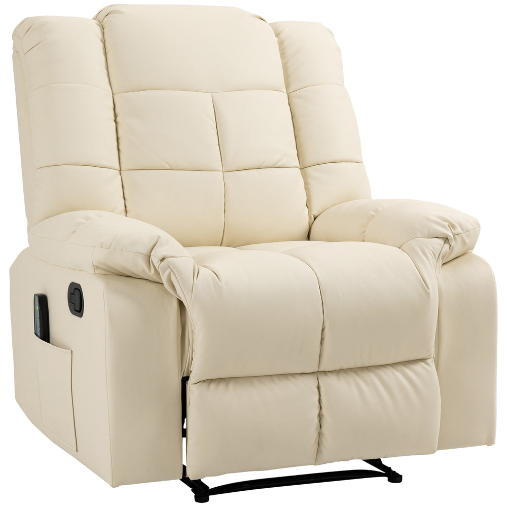 Poltrona massaggiante BigBUDDY, poltrona TV con funzione reclinabile, crema