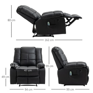 Massagesessel BigBUDDY Fernsehsessel mit Liegefunktion Schwarz