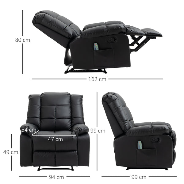 Massagesessel BigBUDDY Fernsehsessel mit Liegefunktion Schwarz