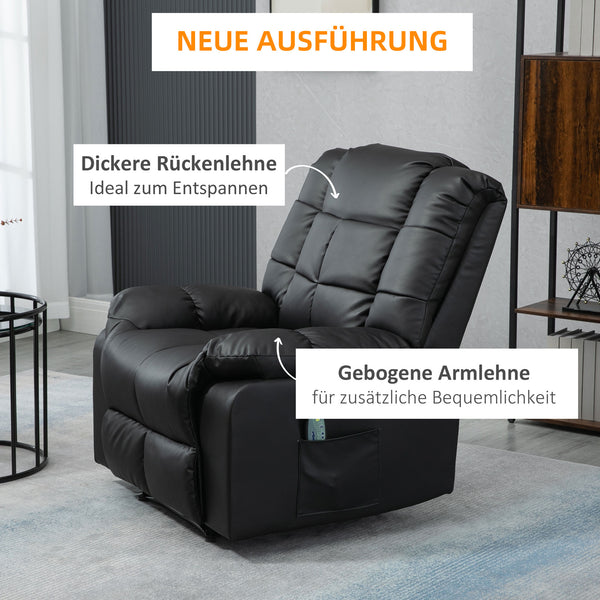 Massagesessel BigBUDDY Fernsehsessel mit Liegefunktion Schwarz