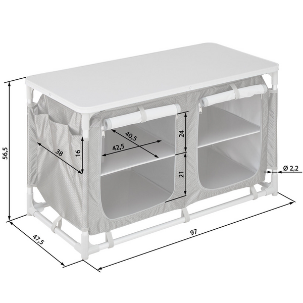 Campingküche grau 97 x 48 x 56.5 cm
