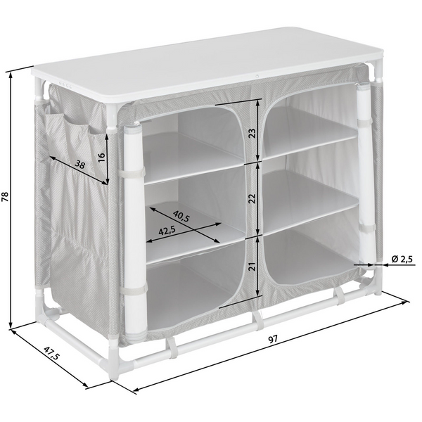 Cucina da campeggio nera 97 x 48 x 78 cm