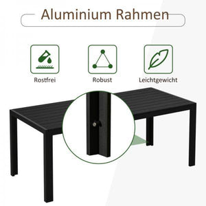Gartentisch Aluminium Terrasse Holz-Kunststoff Polyholz schwarz