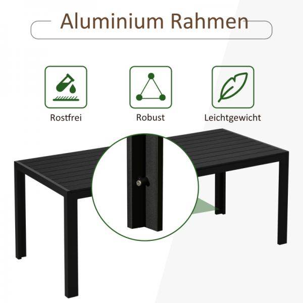 Gartentisch Aluminium Terrasse Holz-Kunststoff Polyholz schwarz