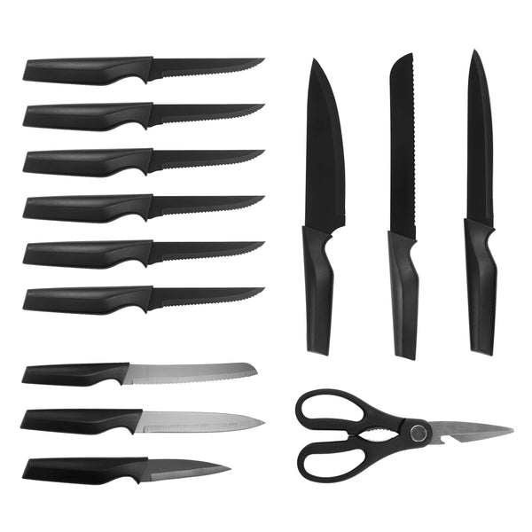 Messerblock Set Holz 14-teilig schwarz