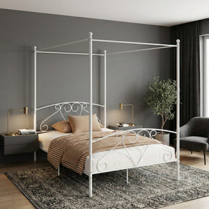 Metallbett Himmelbett COLETTE 140 x 200 cm weiss