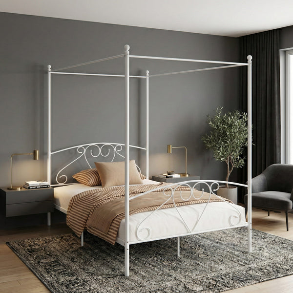 Metallbett Himmelbett COLETTE 140 x 200 cm weiss