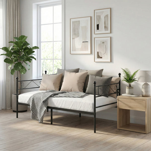 Tagesbett Schlafsofa Metall ISALINE 90 x 190 cm schwarz