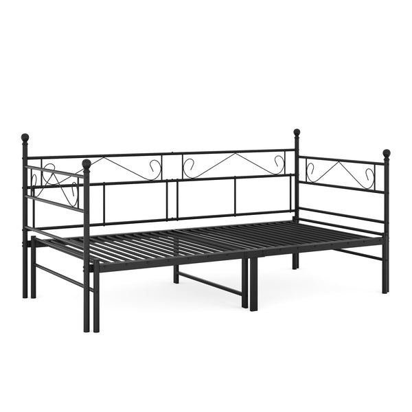 Tagesbett Schlafsofa ausziehbar Metall ISALINE 90/180 x 190 cm schwarz