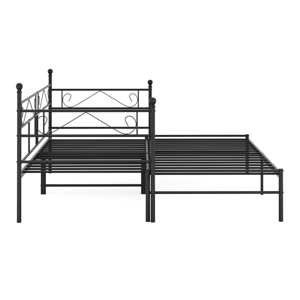 Tagesbett Schlafsofa ausziehbar Metall ISALINE 90/180 x 190 cm schwarz