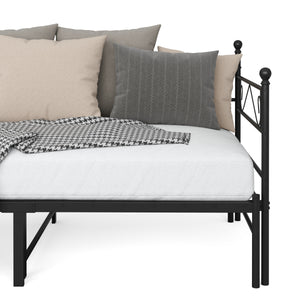 Tagesbett Schlafsofa ausziehbar Metall ISALINE 90/180 x 190 cm schwarz