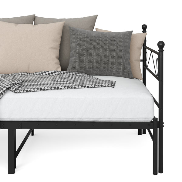 Tagesbett Schlafsofa ausziehbar Metall ISALINE 90/180 x 190 cm schwarz