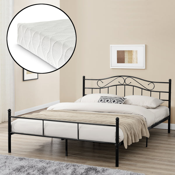 Metallbett Florenz 180x200cm mit Kaltschaummatratze Schwarz