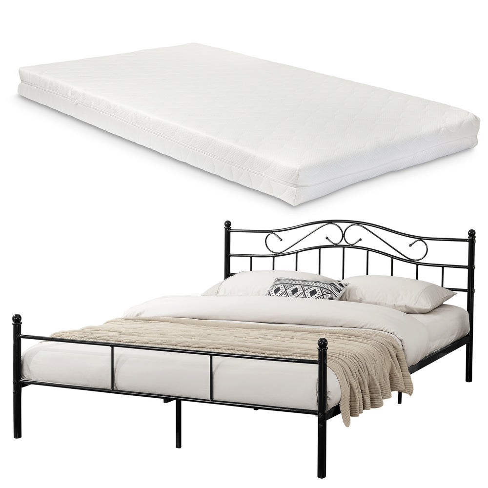 Metallbett Florenz 180x200cm mit Kaltschaummatratze Schwarz