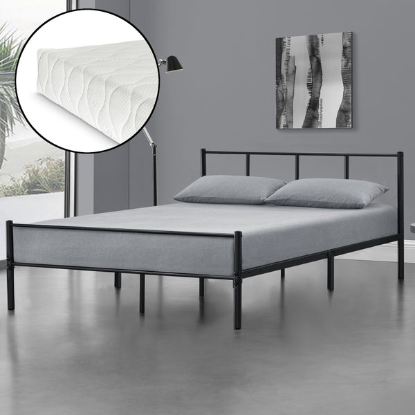 Metallbett Laos 160x200cm mit Kaltschaummatratze Schwarz
