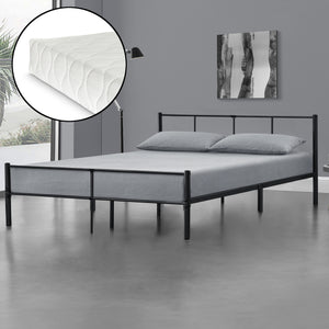 Metallbett Laos 180x200cm mit Kaltschaummatratze Schwarz