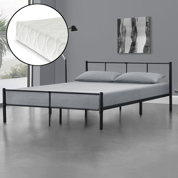Metallbett Laos 180x200cm mit Kaltschaummatratze Schwarz