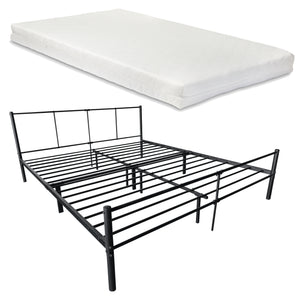Metallbett Laos 180x200cm mit Kaltschaummatratze Schwarz